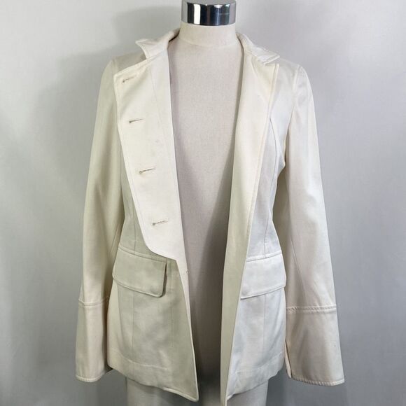 Burberry Cream High Neck Side Button Jacket - Picture 14 of 16